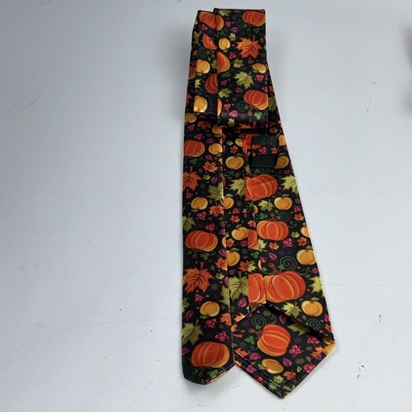 Lot of FOUR Men's Novelty Thanksgiving Neck Ties Pumpkins Turkeys No Brand 56" - Picture 10 of 15